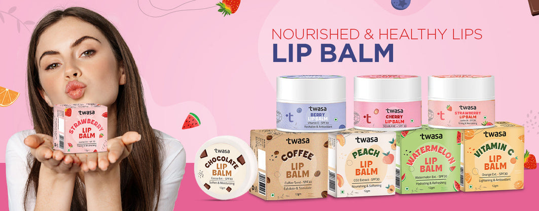 Find Twasa's lip balms collection for men & women for nourishing & radiant lip! Best lip balm for dry, chapped, cracked lips with herbal, SPF 50, organic options for perfect lip care!
