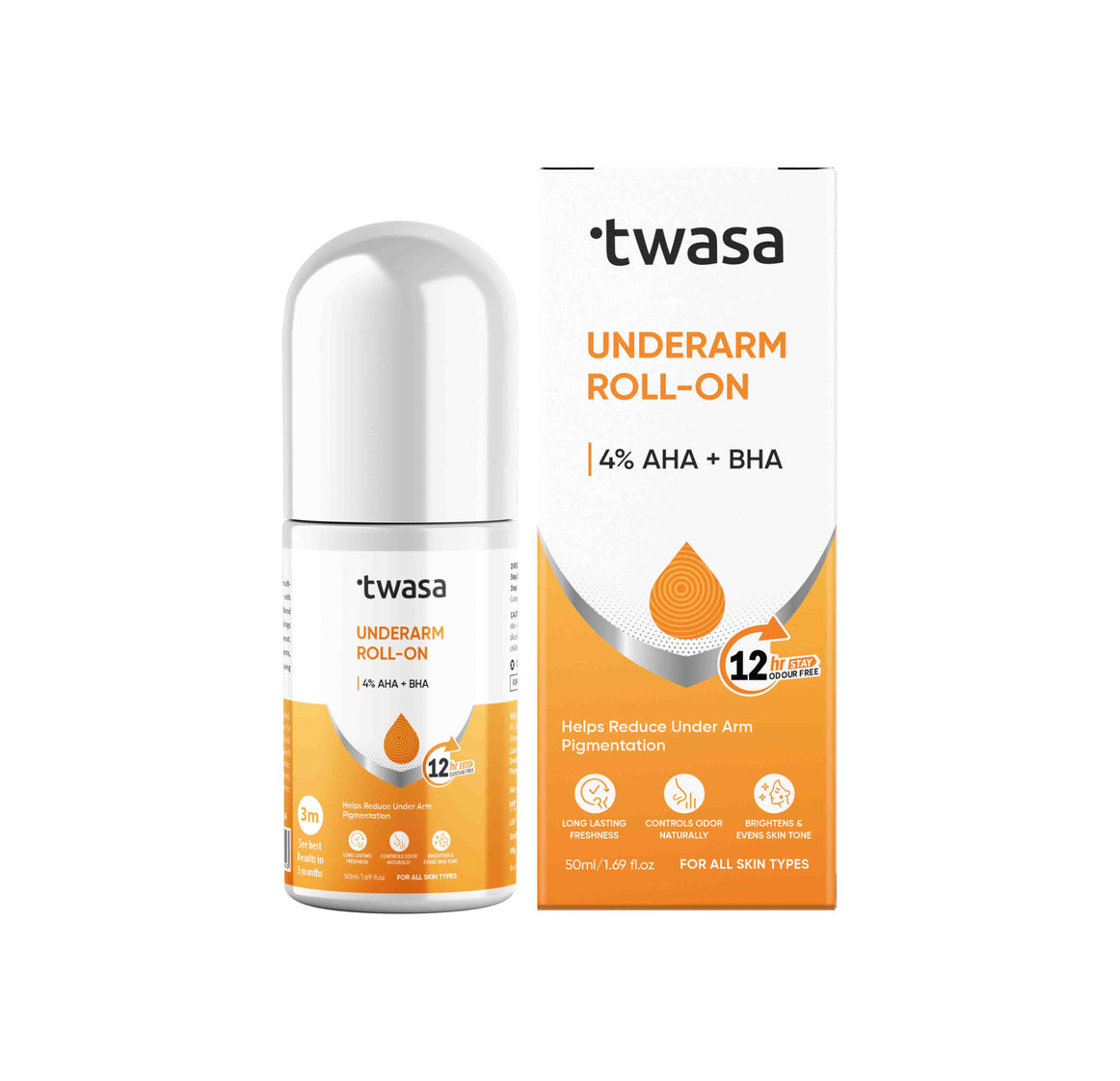 Twasa AHA BHA Underarm Roll On for dark underarms and pigmentation