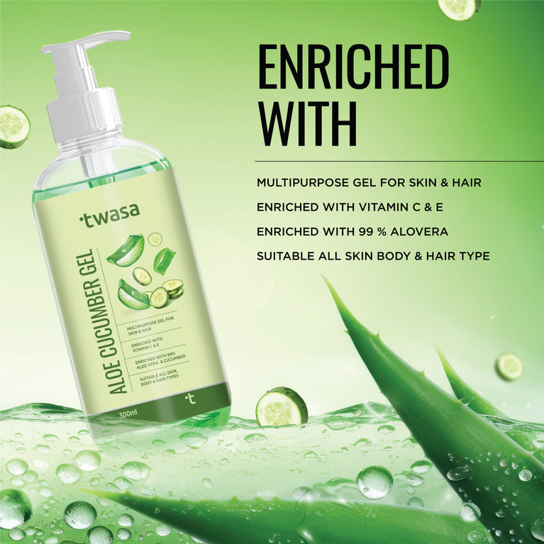 Aloe cucumber gel for face skin whitening, reducing dark circles and pigmentation.