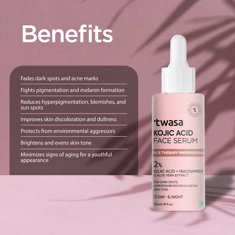 2% Kojic Acid Face Serum for Hyperpigmentation with Niacinamide, Brighten the Skin Tone