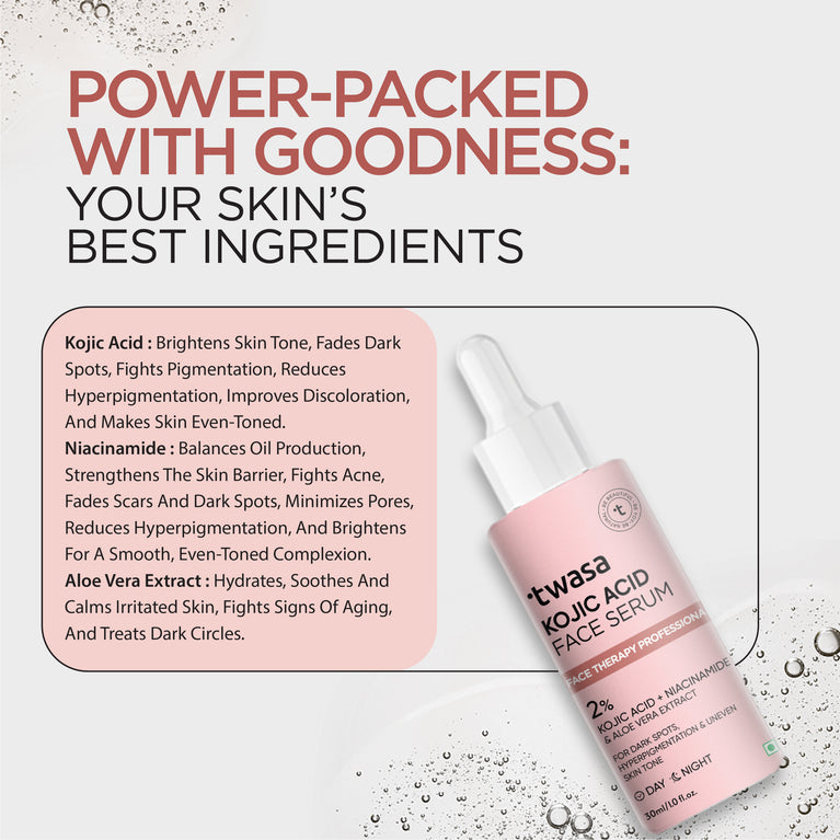 2% Kojic Acid Face Serum for Hyperpigmentation with Niacinamide, Brighten the Skin Tone