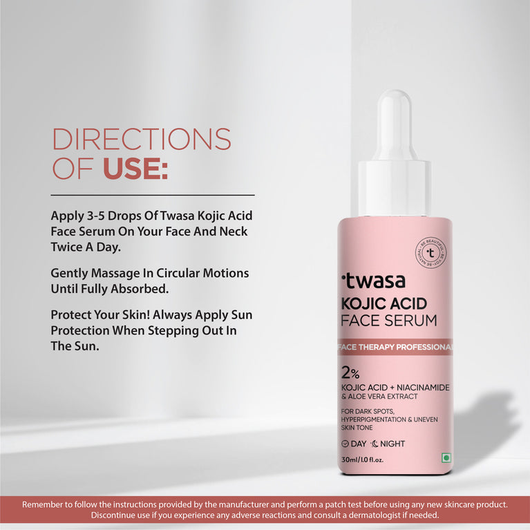 2% Kojic Acid Face Serum for Hyperpigmentation with Niacinamide, Brighten the Skin Tone