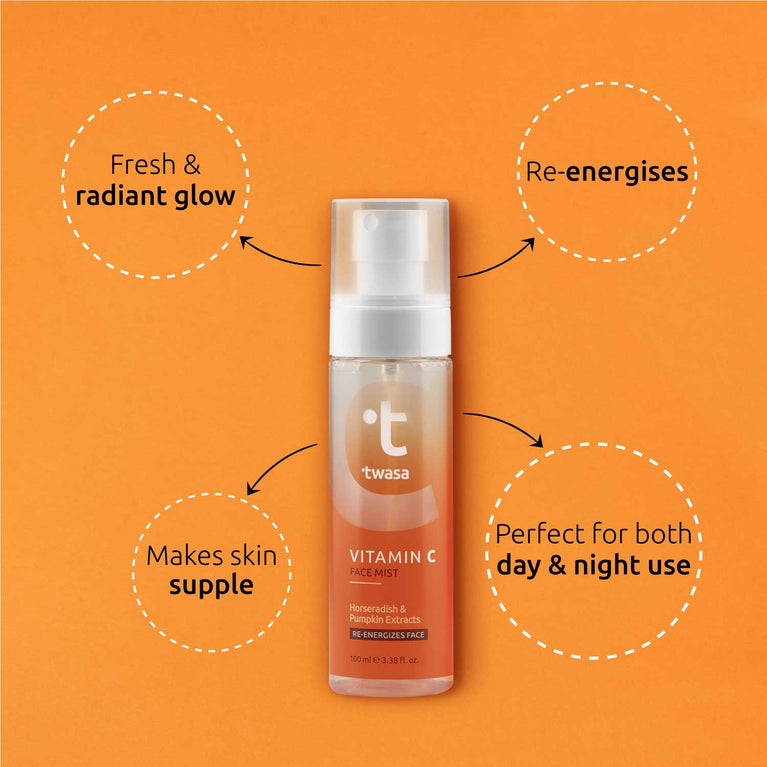 Brightening face mist with vitamin C benefits