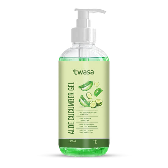 Twasa Pure Aloe Vera Cucumber Gel is expertly formulated to deeply hydrate skin, replenishing moisture and leaving it feeling soft and supple. Made with pure aloe vera gel and cucumber extract, it penetrates deeply to provide long-lasting hydration, making it perfect for those with dry or dehydrated skin. Whether used as a face moisturizer or all-over body treatment, our gel ensures your skin stays hydrated and nourished throughout the day.