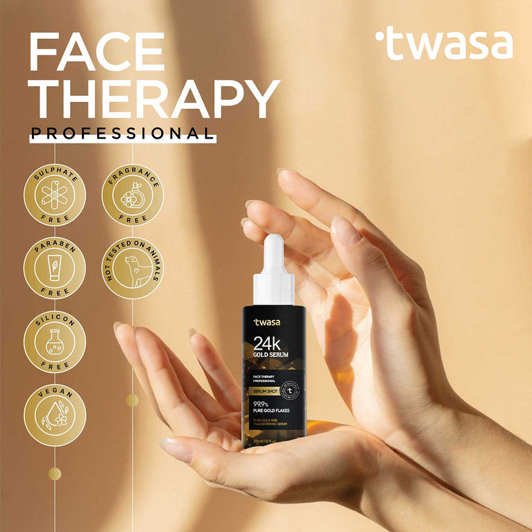 Whether you have oily skin, combination skin, or sensitive skin, the Twasa 24k Gold Face Serum is designed to meet your needs. This versatile face serum is suitable for both men and women, making it the best face serum for men and women alike. It also works wonders as a pore minimizing serum, ensuring smoother and more refined skin texture.