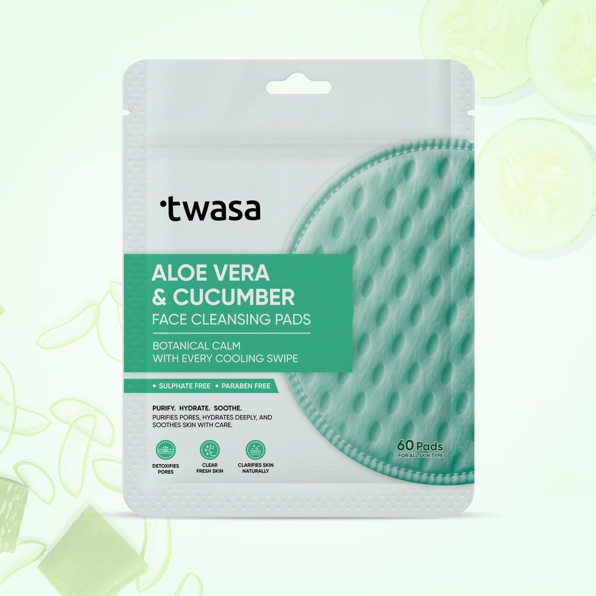 Twasa Aloe Vera Cucumber Cleansing Pads for Face
