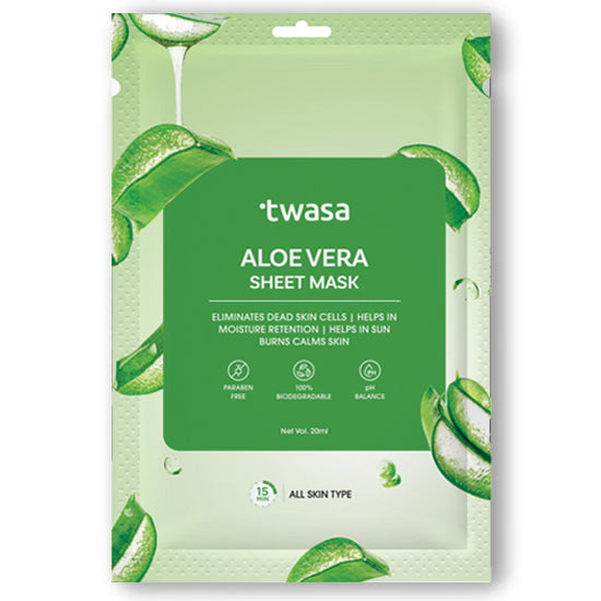 Buy Aloe Vera Sheet Mask Online in India for Glowing Skin  Twasa Cosmetics