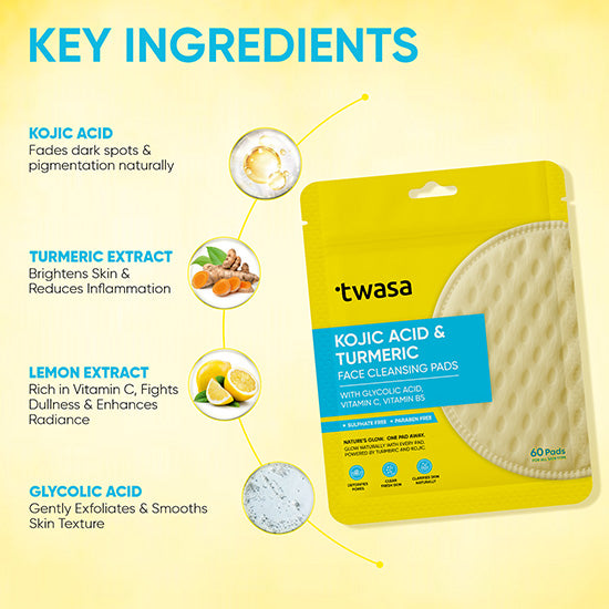 Natural Face Cleansing Pads with Kojic Acid and Turmeric for daily glow