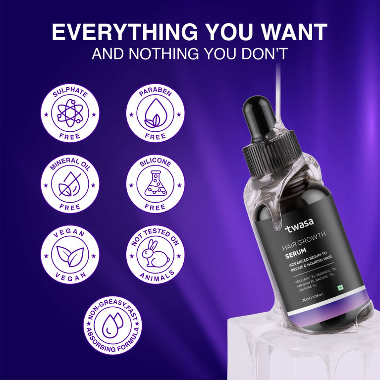 Hair Growth Serum with Redensyl, Procapil, Anagain, Baicapil & Caffeine – Best Hair Serum for Hair Growth, Hair Fall Control, Hair Regrowth & Thicker Hair for Men & Women
