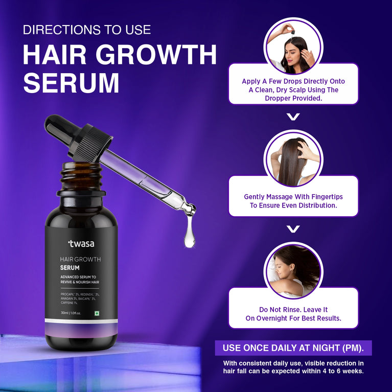How to Use Twasa Hair Growth Serum – Apply on Scalp for Hair Fall Control, Thicker Hair & Natural Hair Regrowth for Men & Women