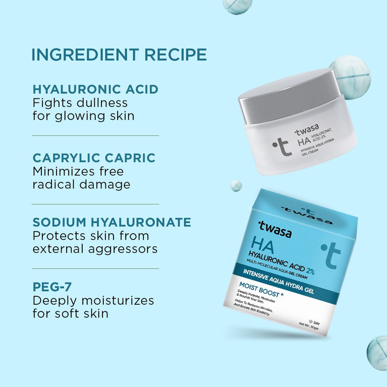 Twasa's Hyaluronic Acid Ingredients: Discover the power of our best hyaluronic acid moisturizer, crafted with care for optimal skin hydration. Elevate your skincare routine with Twasa's hyaluronic acid cream, promoting a radiant and nourished complexion. Uncover the beauty of our hyaluronic acid face cream, a luxurious blend for ultimate skincare.