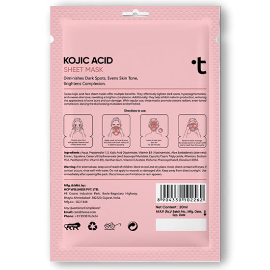 "Face Sheet Mask with Kojic Acid for Hyperpigmentation