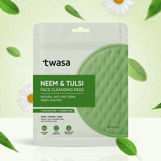 Twasa Neem and Tulsi Face Cleansing Pads for glowing and clear skin