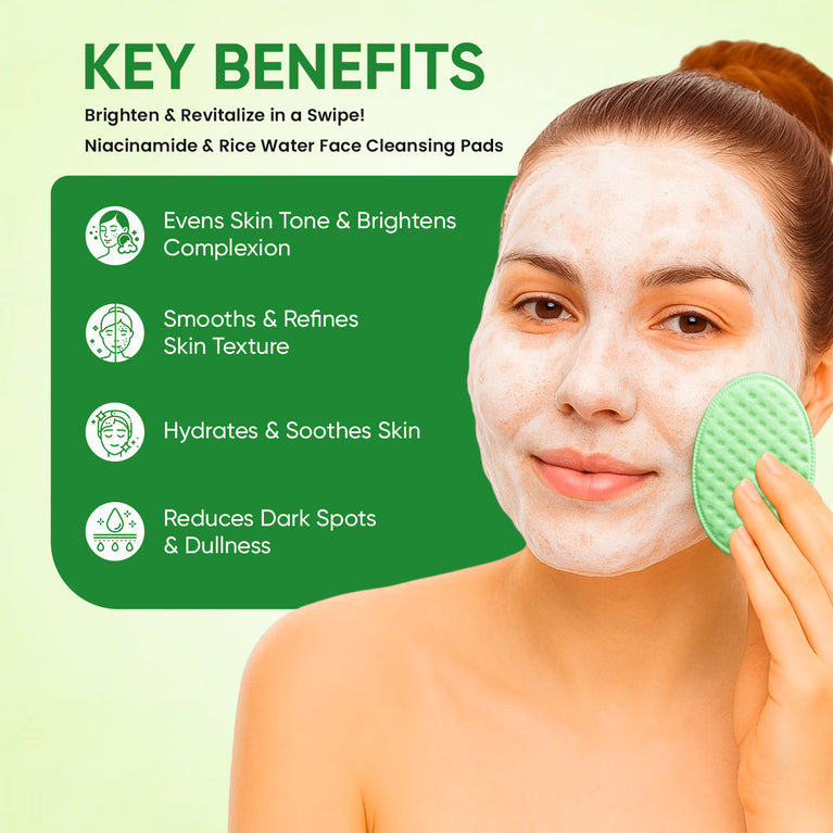 Twasa Niacinamide Rice Water Cleansing Pads deeply cleanse and refresh facial skin