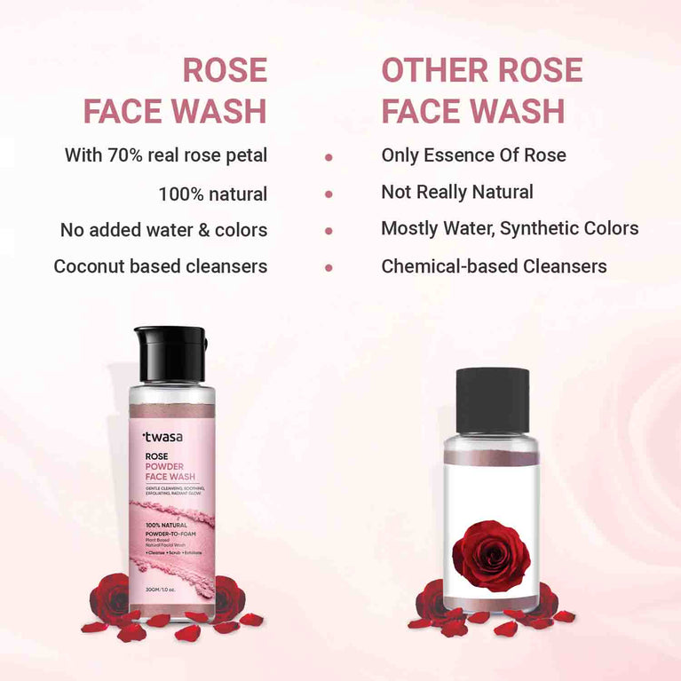 Organic rose powder face wash ayurvedic herbal face cleanser for skin whitening, oil control and deep cleansing