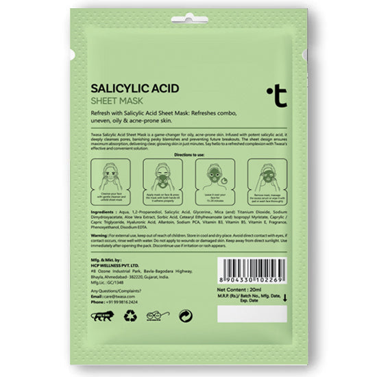 Twasa's Salicylic Acid Sheet Mask: Apply for Glowing Skin