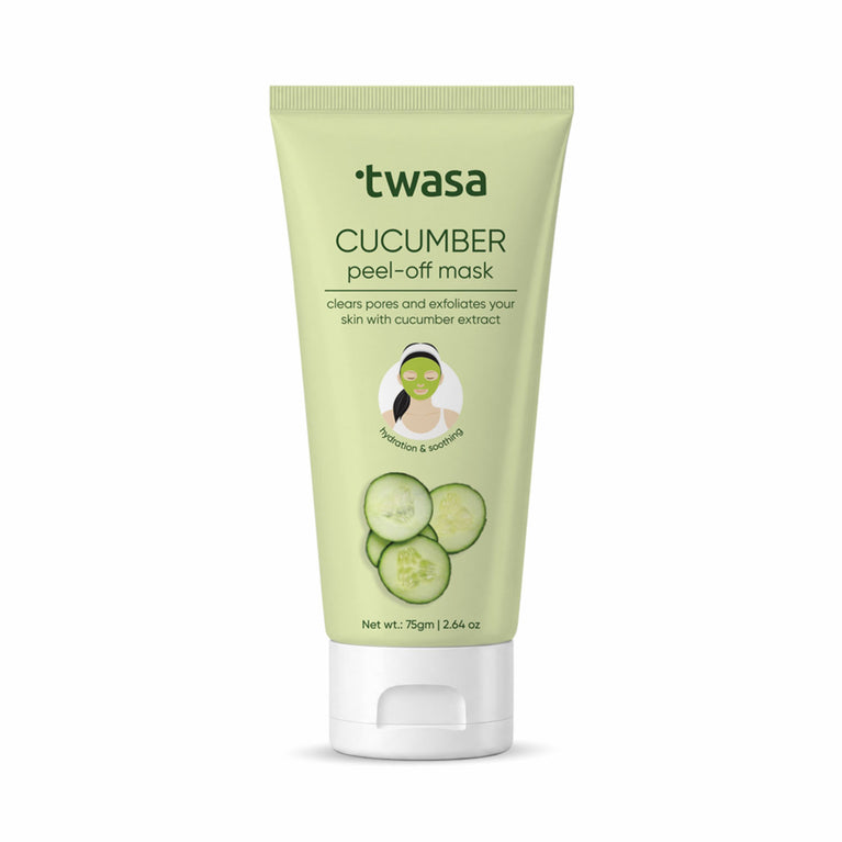 Twasa Cucumber Peel Off Mask 75g with cucumber extract for exfoliation and hydration