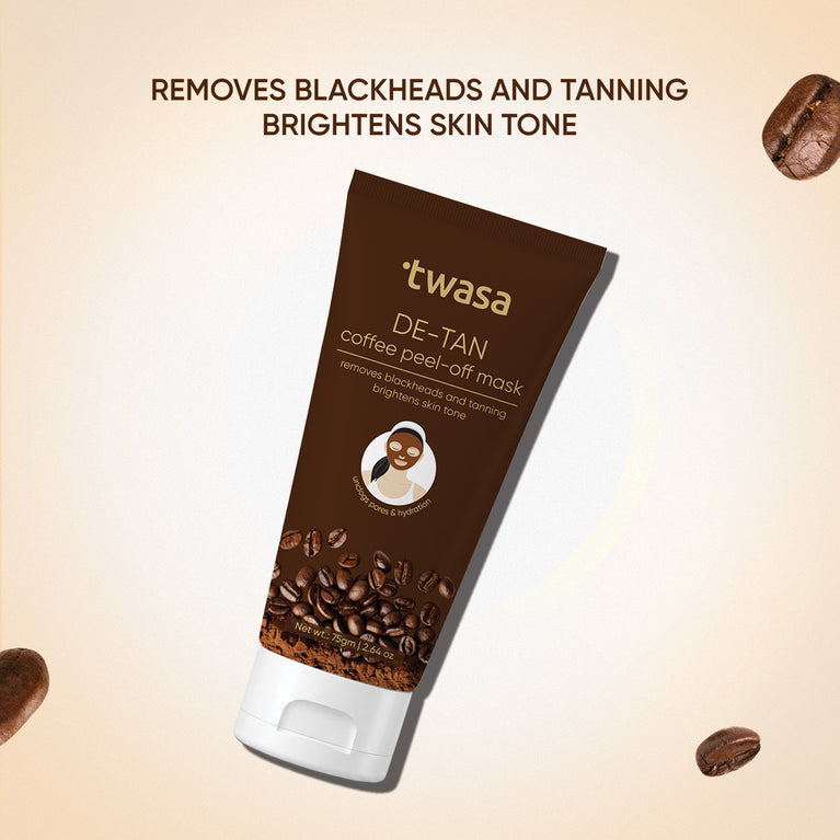Twasa De Tan Coffee Peel Off Mask 75g with tan removal, blackhead removal and skin-brightening benefits