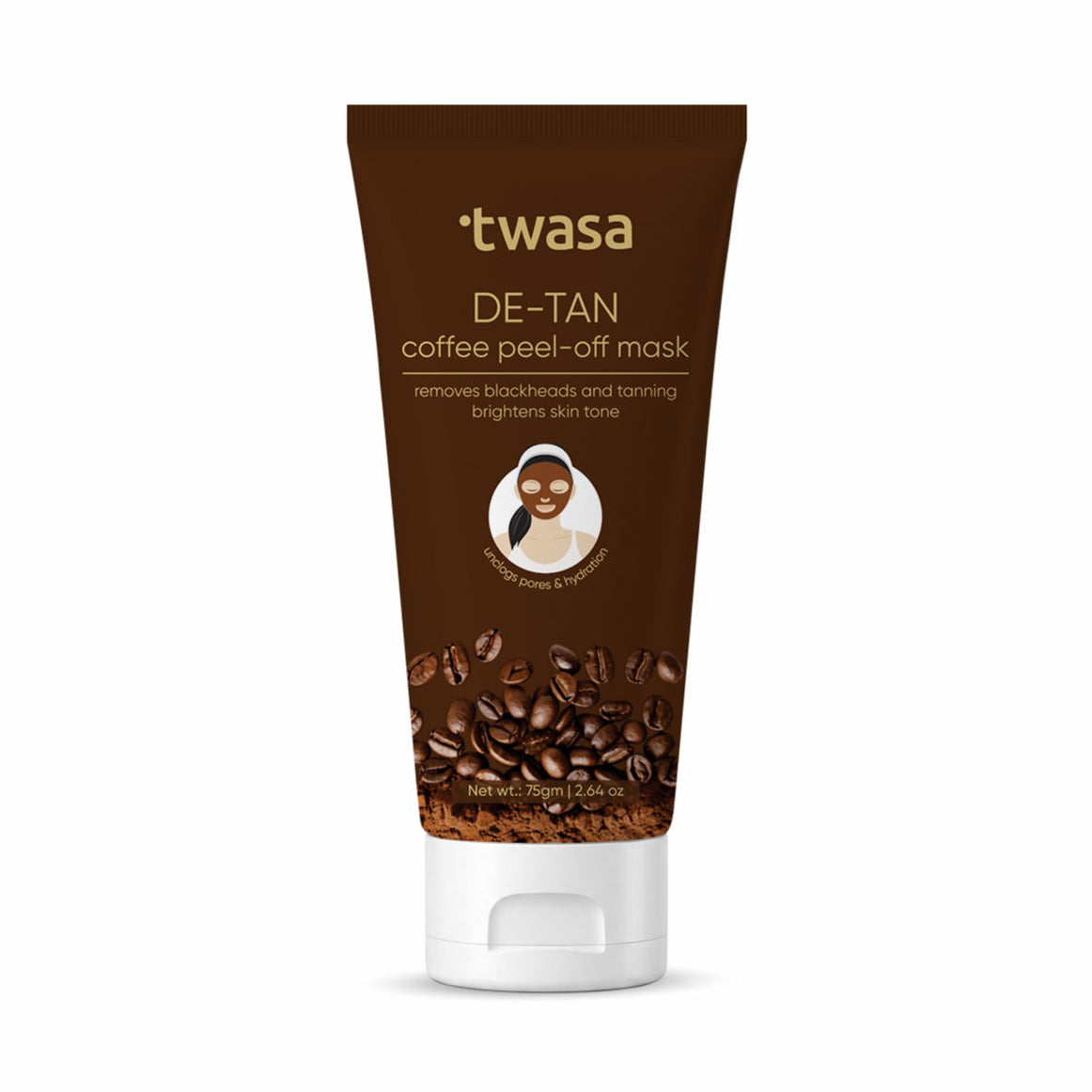 Twasa De Tan Coffee Peel Off Mask 75g with tan removal, blackhead removal and skin-brightening benefits