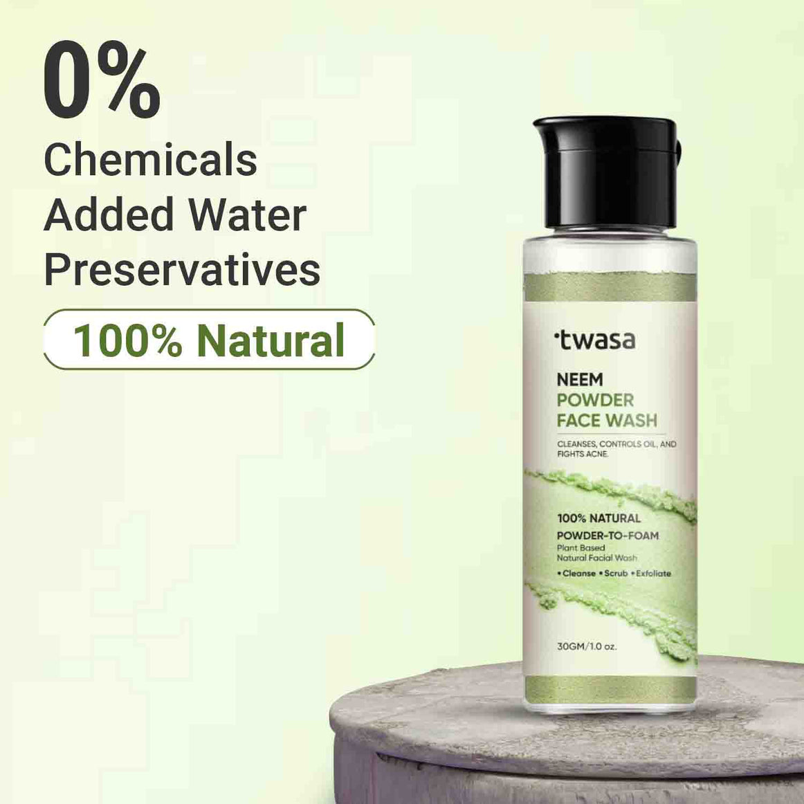 Twasa neem powder face wash for acne and oily skin natural herbal cleanser for pimples control, deep cleansing and clear skin