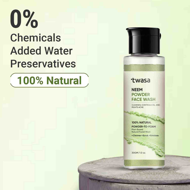 Twasa neem powder face wash for acne and oily skin natural herbal cleanser for pimples control, deep cleansing and clear skin
