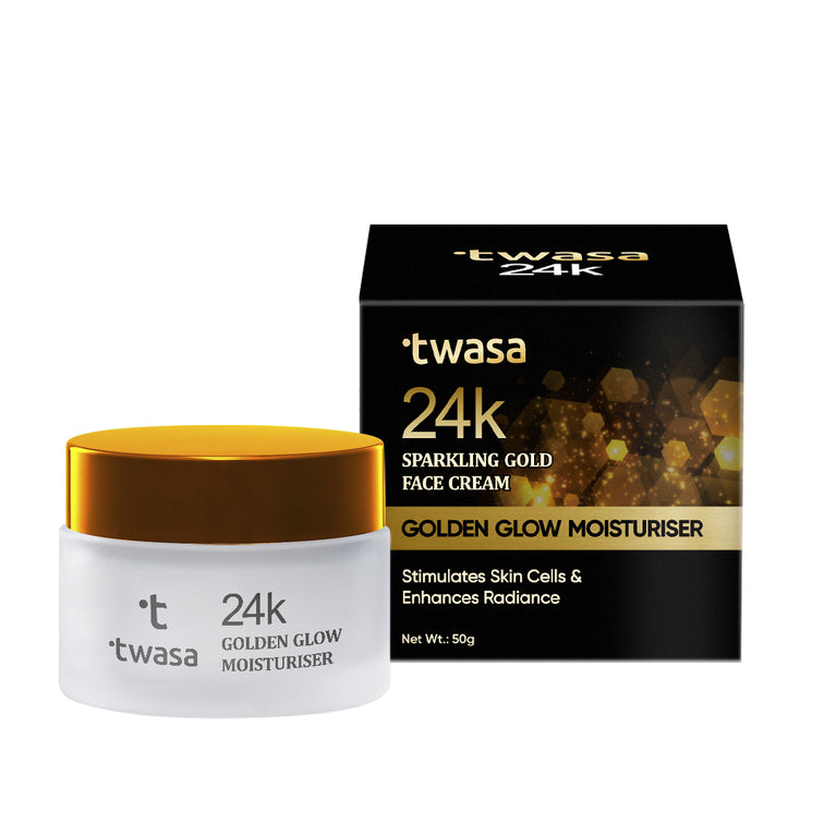 Twasa's 24K Gold Face Cream: Luxuriate in radiant skin with our 24 karat gold-infused face cream. Elevate your beauty routine with Twasa's signature gold cream for a luminous and rejuvenated complexion.
