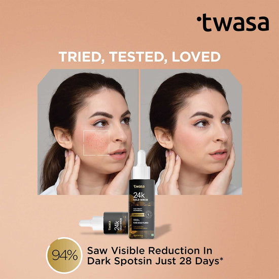 Experience the purity of the Twasa 24k Gold Face Serum, crafted with a clean and transparent formulation. This luxurious serum uses only the finest ingredients, ensuring no harmful additives or chemicals are included. Free from parabens, sulfates, and artificial fragrances, our 24k gold serum is gentle on the skin, making it suitable for all skin types, including sensitive skin.
