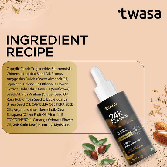 Indulge in the luxury of the Twasa 24k Gold Face Serum without breaking the bank. This luxury gold serum is available in a convenient 30ml bottle, providing the best value for your skincare investment. Experience the best of 24k advanced gold serum and transform your skincare routine with our premium product.