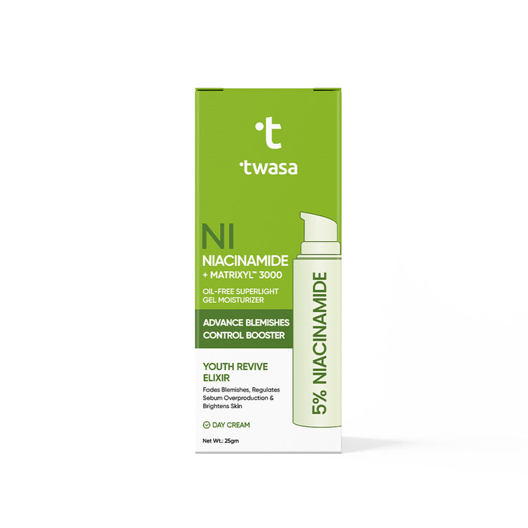 Twasa 25gm Niacinamide Moisturizer - Your Ultimate Skincare Solution. Experience the benefits of moisturizer with niacinamide for a radiant complexion. Nourish and balance oily skin with our niacinamide cream for face. Enhance your nightly routine with our night cream enriched with niacinamide. Elevate your skincare regimen with Twasa's top-rated cream featuring niacinamide.