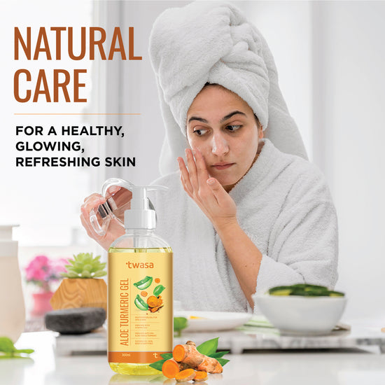 Unlock the secret to healthy, vibrant hair with Twasa 99% Aloe Vera Turmeric Gel. This pure aloe vera gel strengthens hair follicles, reduces dandruff, and promotes hair growth. Ideal for both men and women, this aloe vera gel for hair deeply conditions and nourishes the scalp, leaving your hair shinier and more manageable. The aloe vera for hair growth formula ensures that your hair receives the best care from nature.