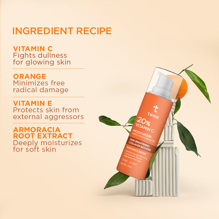 Twasa's Signature Vitamin C Cream with Potent Ingredients - Unveil the advantages of our vitamin C and A-infused cream. Pamper your skin with our vitamin C-enriched face cream. Embrace the revitalizing effects of our face lotion formulated with vitamin C. Elevate your skincare ritual with Twasa's distinctive blend.
