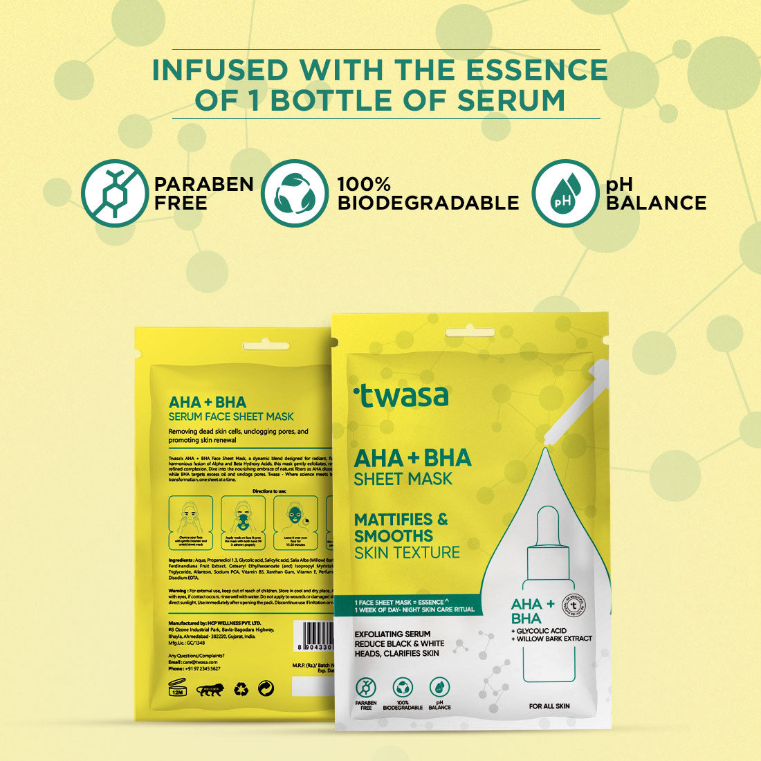 Buy Best AHA BHA Sheet Mask Online in India for Exfoliation – Twasa ...