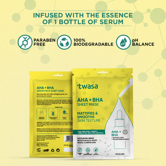 Buy Best AHA BHA Sheet Mask Online in India for Exfoliation – Twasa ...