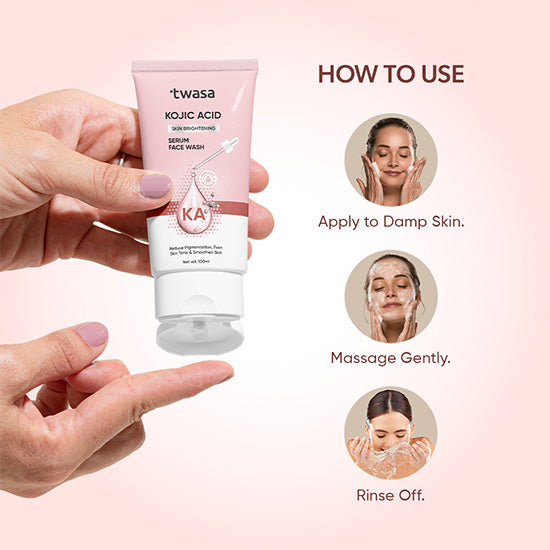 Kojic acid face wash and serum combo by Twasa – Skincare duo for pigmentation and glowing skin