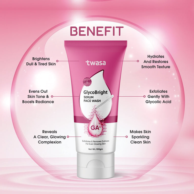 Twasa Glycolic Bright Face Wash with AHA for Radiant and Even-Toned Skin
