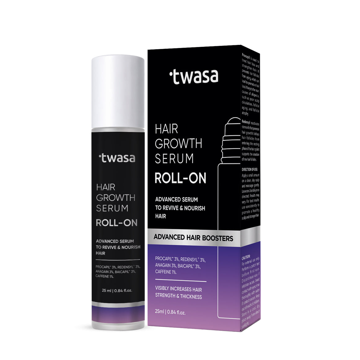 Twasa Hair Growth Serum Roll On advanced scalp treatment designed to reduce hair fall, strengthen roots, and support visible hair regrowth for healthier thicker hair