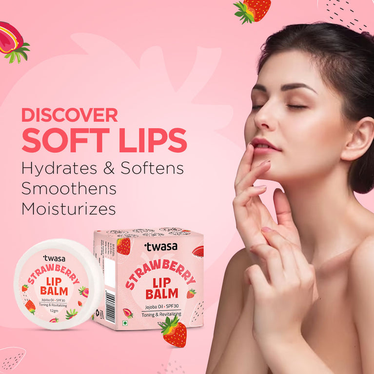 Strawberry Lip Balm for Chapped Lips in winter