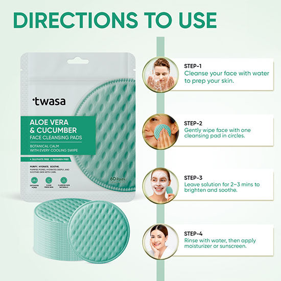 Soothing Aloe Cucumber Cleansing Pads by Twasa
