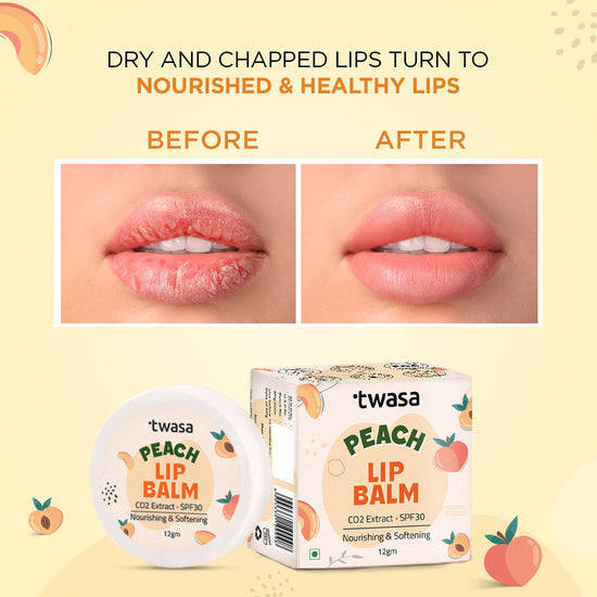 Moisturizing peach lip balm for chapped lips