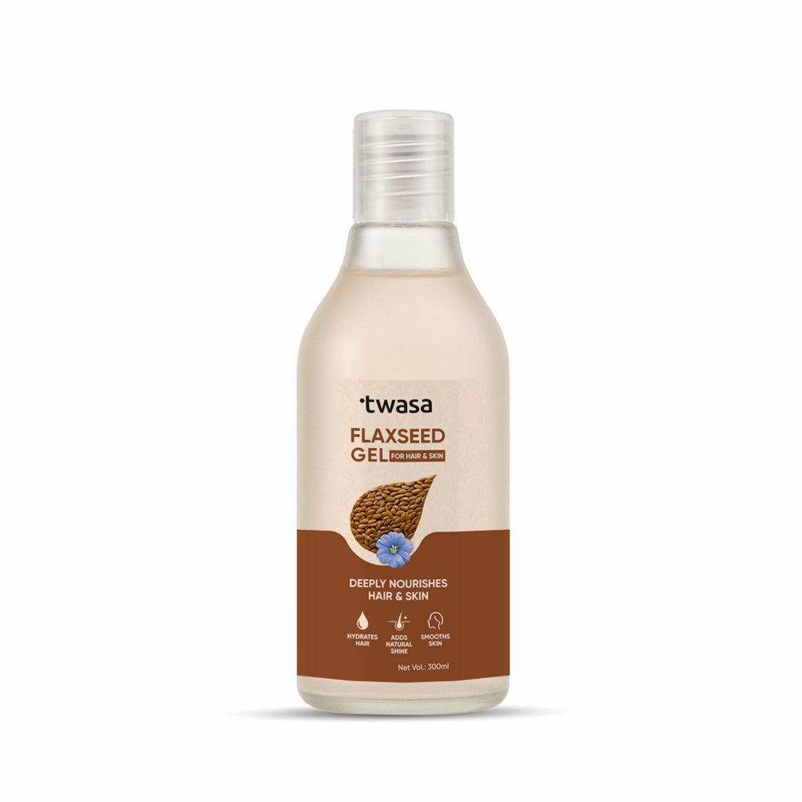 Pure Flaxseed Gel for Hair and Skin 300ml by Twasa – Natural Omega-3 Nourishing Gel
