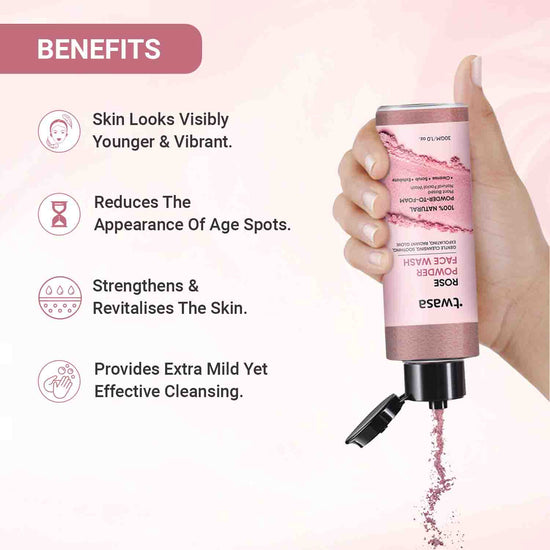 Rose powder face wash for glowing skin brightening natural face cleanser with rose petal powder for smooth and radiant skin