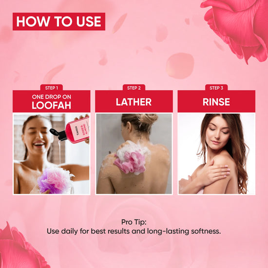 Twasa Brightening Rose Body Wash with Vitamin E for soft radiant and refreshed skin