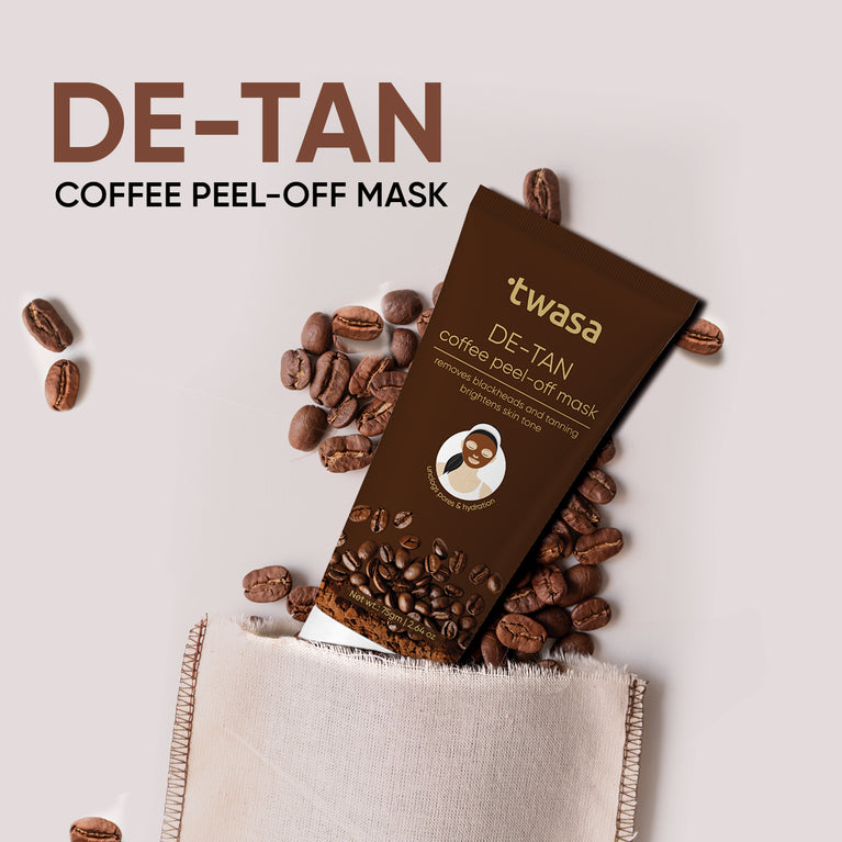 Twasa Coffee Peel Off Face Mask benefits highlighting hydration, smoother skin texture and a more even-looking skin tone