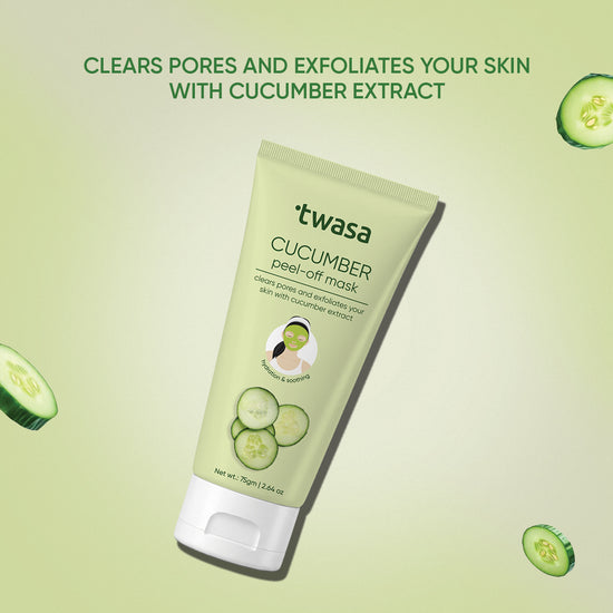 Twasa Cucumber Peel Off Face Mask highlighting pore cleansing and exfoliation with cucumber extract