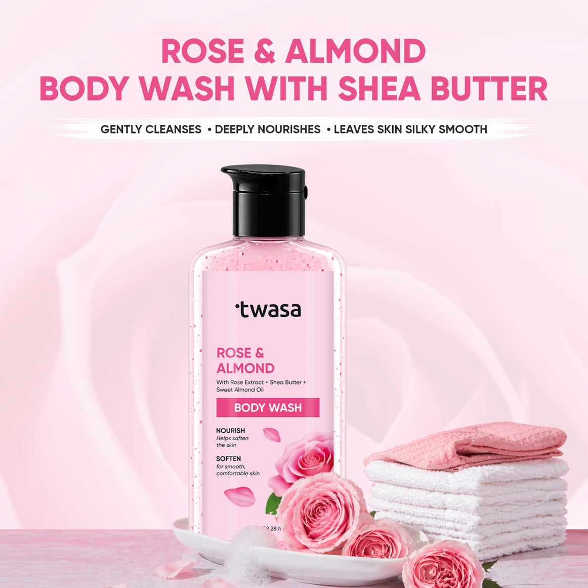 Best Rose and Almond Body Wash by Twasa natural herbal body wash for daily use