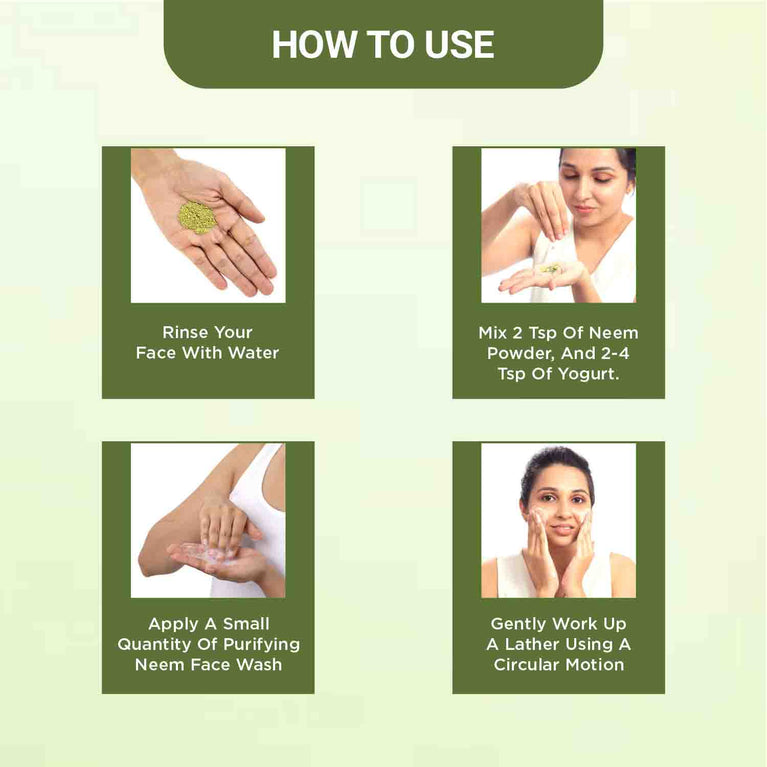 Twasa neem powder face wash for acne, pimples and oily skin herbal ayurvedic face cleanser for deep cleansing, blackheads removal, oil control and clear glowing skin