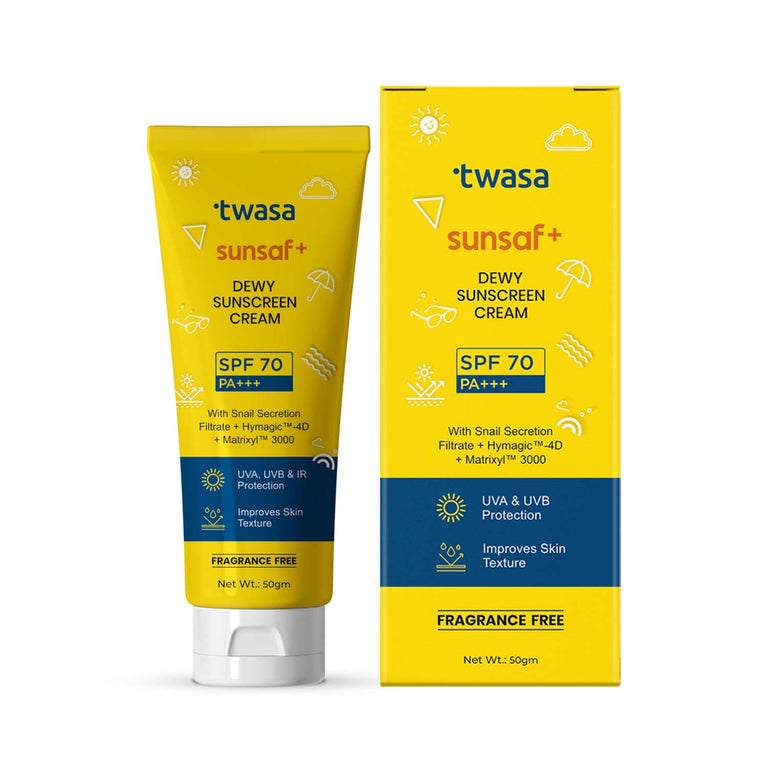 Twasa Sunsaf+ Dewy Sunscreen Cream SPF 70 PA+++ 50