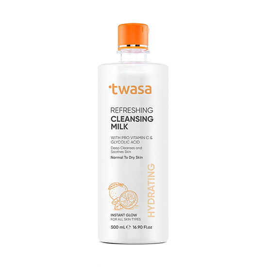 Twasa Vitamin C Cleansing Milk with Glycolic Acid – Brightening Cleansing Milk for deep pore cleansing, makeup removal, dry, oily and sensitive skin in India