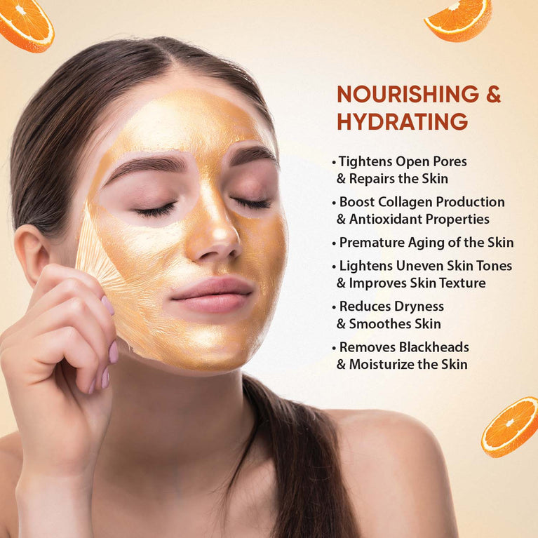 Woman applying Vitamin C peel off mask for dull skin – exfoliating vitamin C face mask for glowing and refreshed look