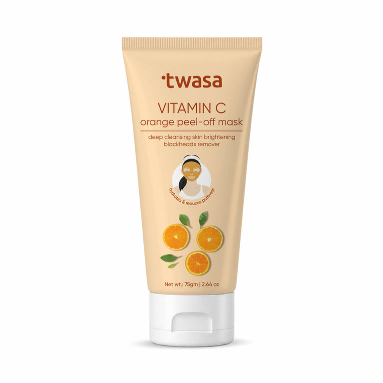 Twasa Vitamin C Peel Off Mask for face – brightening peel off face mask for glowing skin, dark spots and tan removal, 75g